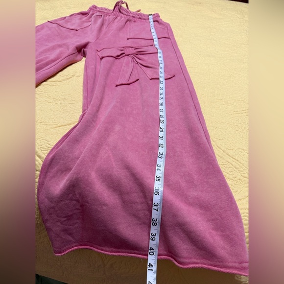 H022 NWT Sage + Fig Top M pp27 Pants L W15 Dusty Pink Bow Lounge Pants Set - Picture 13 of 16